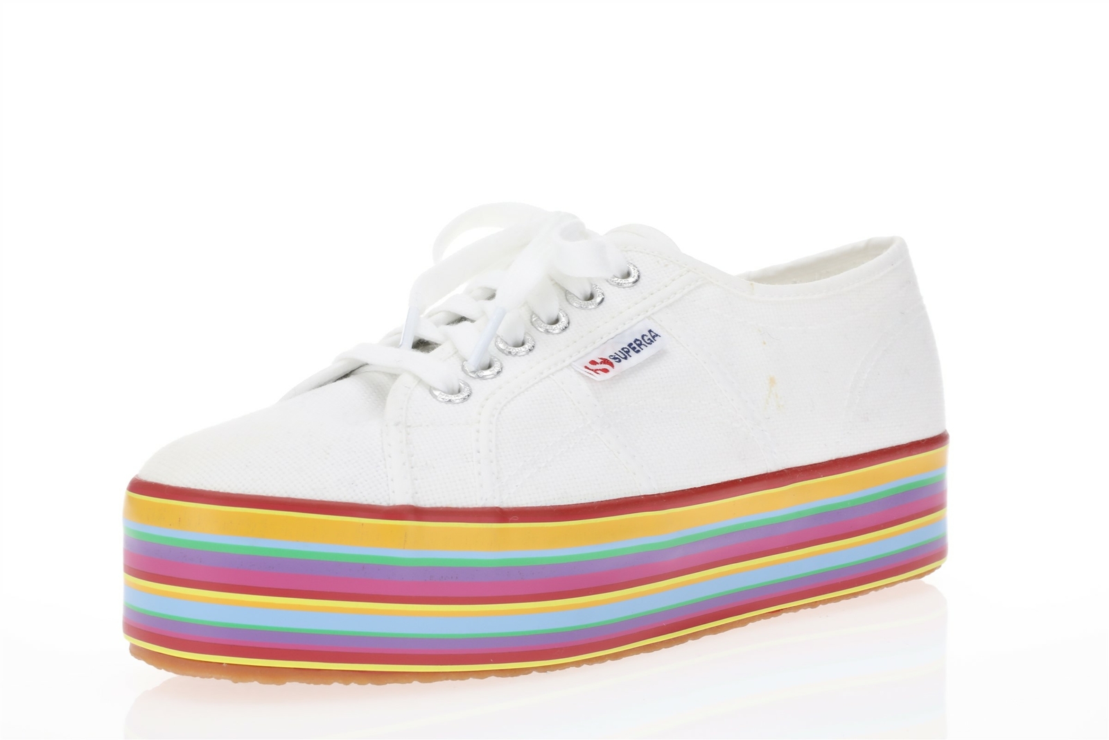なな☆ Superga 259417 Womens Platform Lace-up Sneaker White Size 8