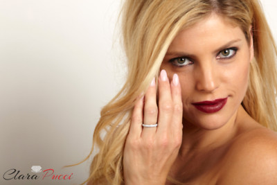 Pre-owned Pucci 1ct Round Cut Eternity Simulated Bridal Wedding Anniversary Band 14k White Gold In White/colorless