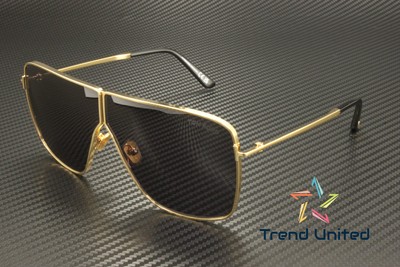 Pre-owned Tom Ford Ft1159 30a Metal Shiny Deep Gold Smoke 68 Mm Unisex Sunglasses In Gray