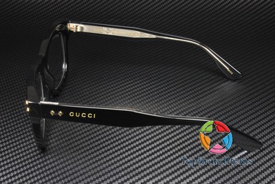 Pre-owned Gucci Gg1086s 001 Rectangular Black Crystal Transparent 51 Mm Women's Sunglasses
