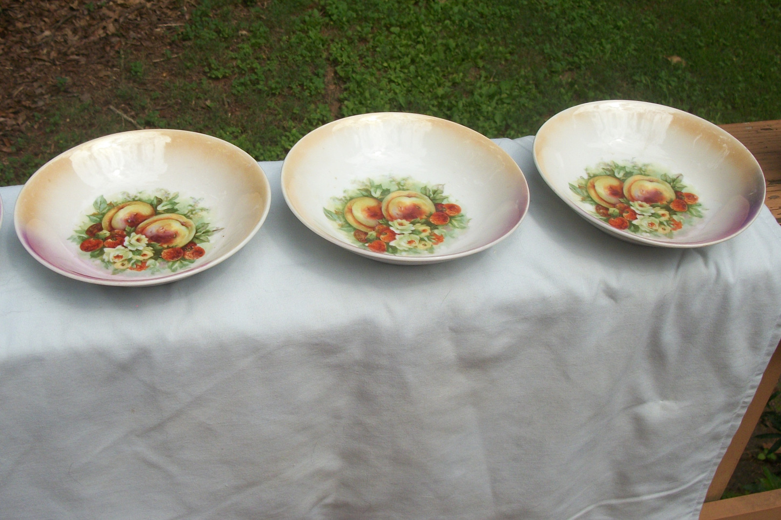 6 Piece Vintage Berry Bowl Set Hand Painted Fruit Germany