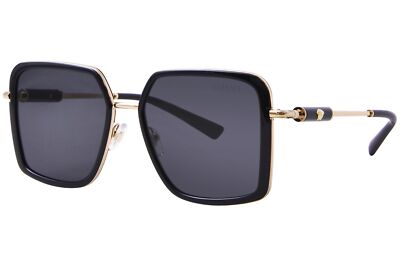 Pre-owned Versace Ve2261 100287 Sunglasses Women's Black/dark Grey Square Shape 56mm In Gray