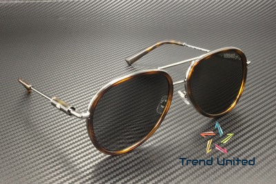 Pre-owned Versace Ve2260 100187 Havana Dark Grey 60 Mm Unisex Sunglasses In Gray