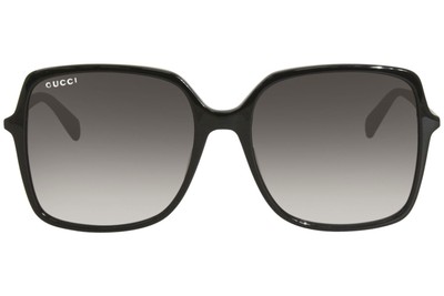Pre-owned Gucci Gg0544s 001 Sunglasses Women's Black/grey Lenses Fashion Square 57mm In Gray