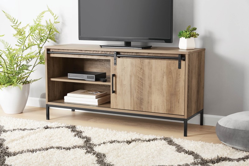 TV Stand, for Tvs up to 54", Rustic Weathered Oak Finish