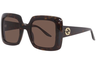 Pre-owned Gucci Gg0896s 002 Sunglasses Women's Havana/brown Lenses Fashion Square 52-mm