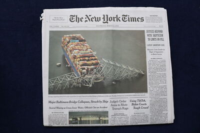 2024 MARCH 27 NEW YORK TIMES -FRANCIS SCOTT KEY BRIDGE COLLAPSES, STRUCK BY SHIP