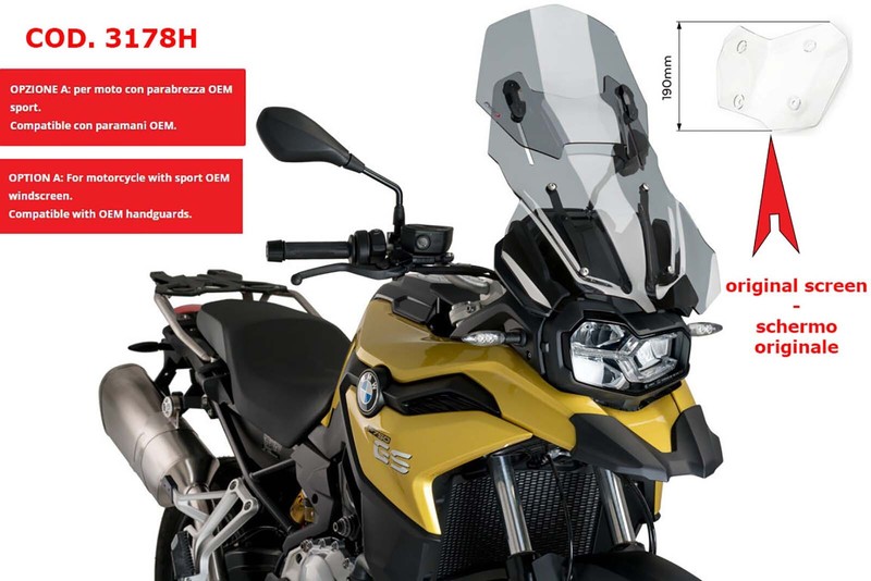 Puig Cupolino Regolabile Bmw F850 Gs 2022 Fume Chiaro