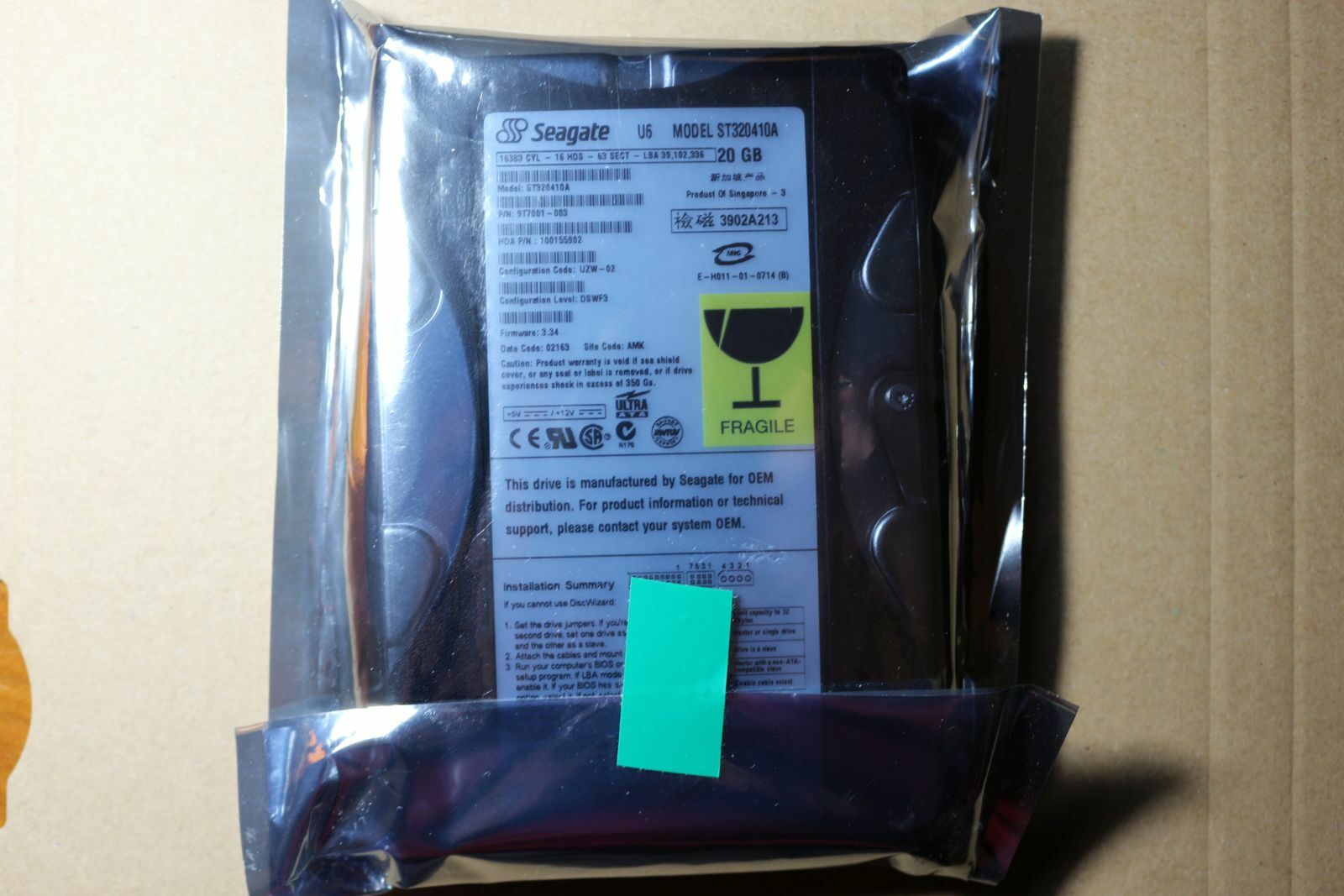 IDE Festplatte intern 3,5" Seagate ST320410A 20GB