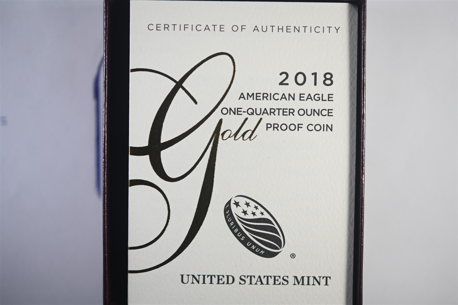 2018 W 1/4 oz $10 Gold American Eagle Proof - in OGP W/Certificate