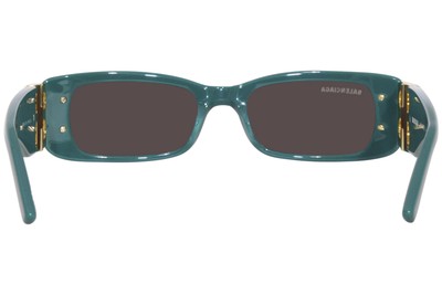 Pre-owned Balenciaga Bb0096s 006 Sunglasses Women's Green/gold/grey Rectangle Shape 51mm In Gray