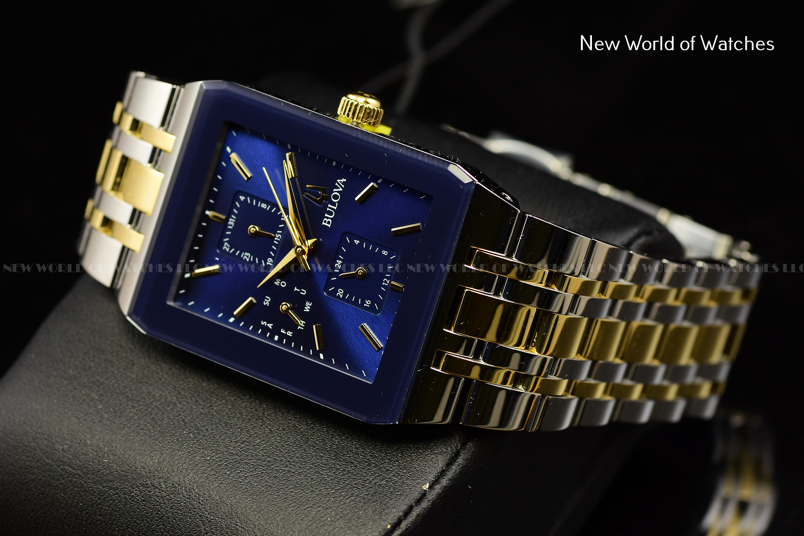 Pre-owned Bulova Quadra Blue Dial Two Tone Stainless Steel Quartz Men's Watch 98c150