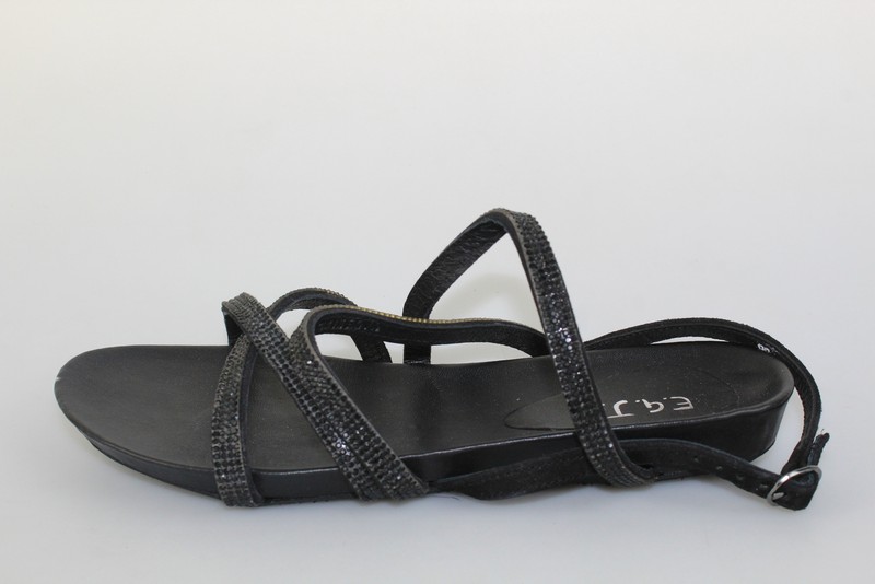 Chaussures Femme Egj 36 Ue Sandales Noir En Daim Strass Dp747-36