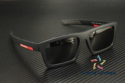 Pre-owned Prada Ps 02zsu 1bo02g Matte Black Dark Grey Polar Polarized 55mm Mens Sunglasses In Gray