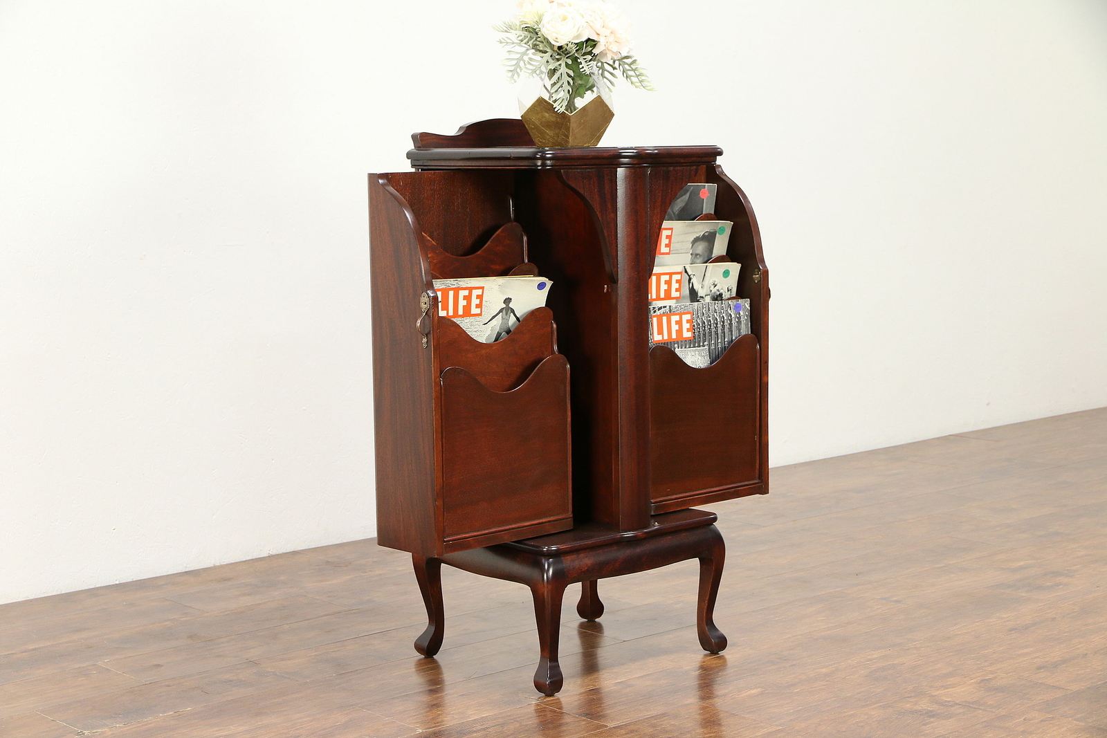 Mahogany Antique 1900 Music or Folio Cabinet, Magazine Rack #30581