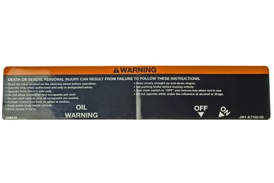 Yamaha LABEL, WARNING JW1-K7768-00-00 OEM NEW
