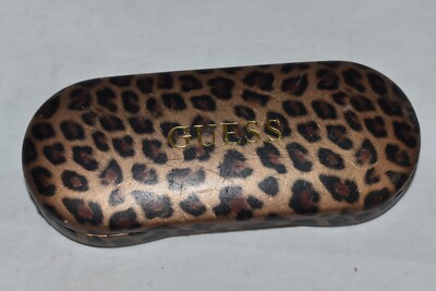 GUESS Brown Leopard Pattern Theme Clamshell Glasses Case used