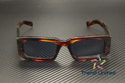 Pre-owned Prada Pr 06ys 17r06a Striped Radica Dark Blue 53 Mm Men's Sunglasses