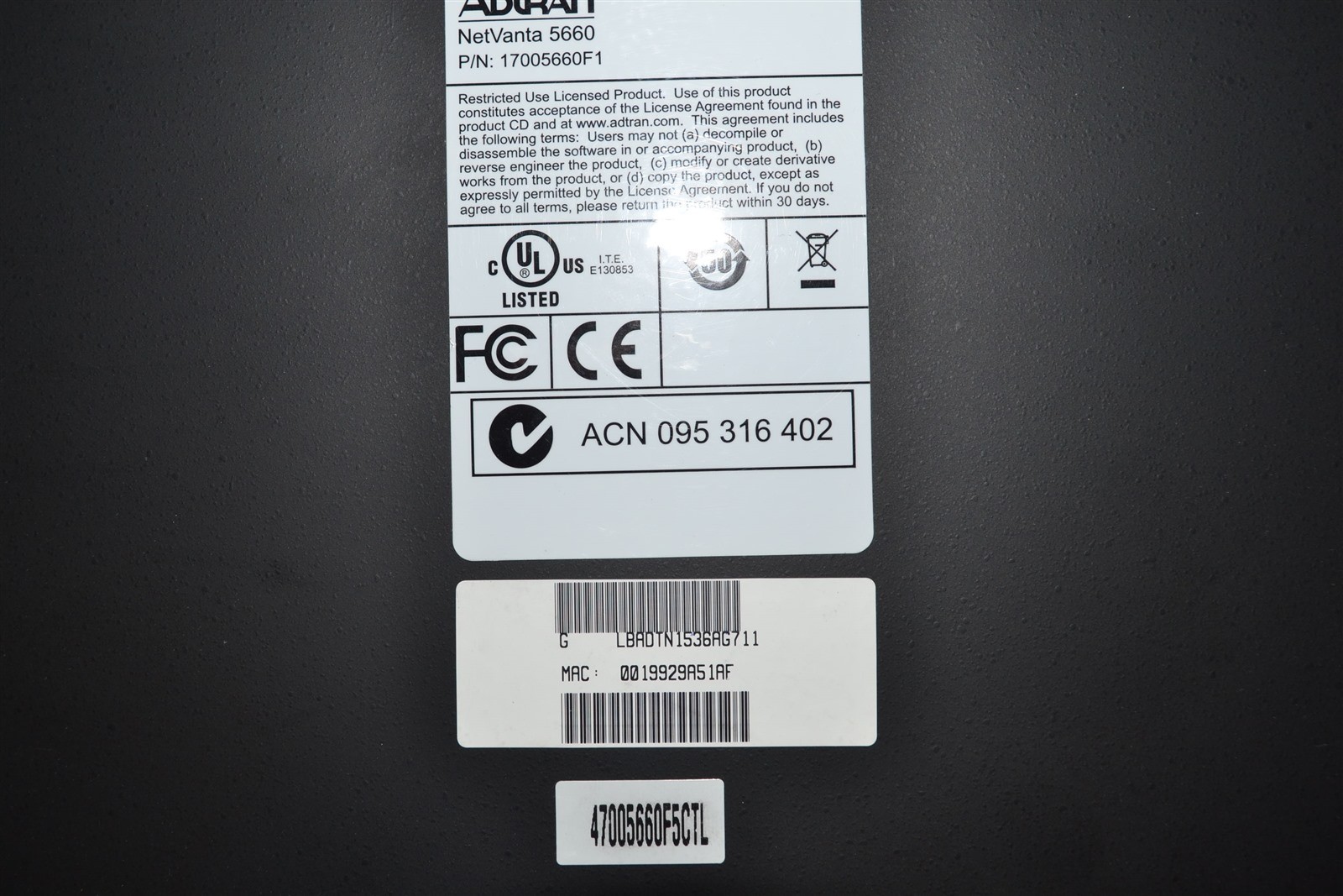 Adtran NetVanta 5660 17005660F1 Gigabit Access Router With Power Supply Warranty