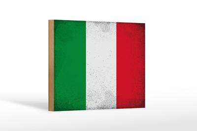 Holzschild Flagge Italien 18x12 cm Flag of Italy Vintage Deko Schild
