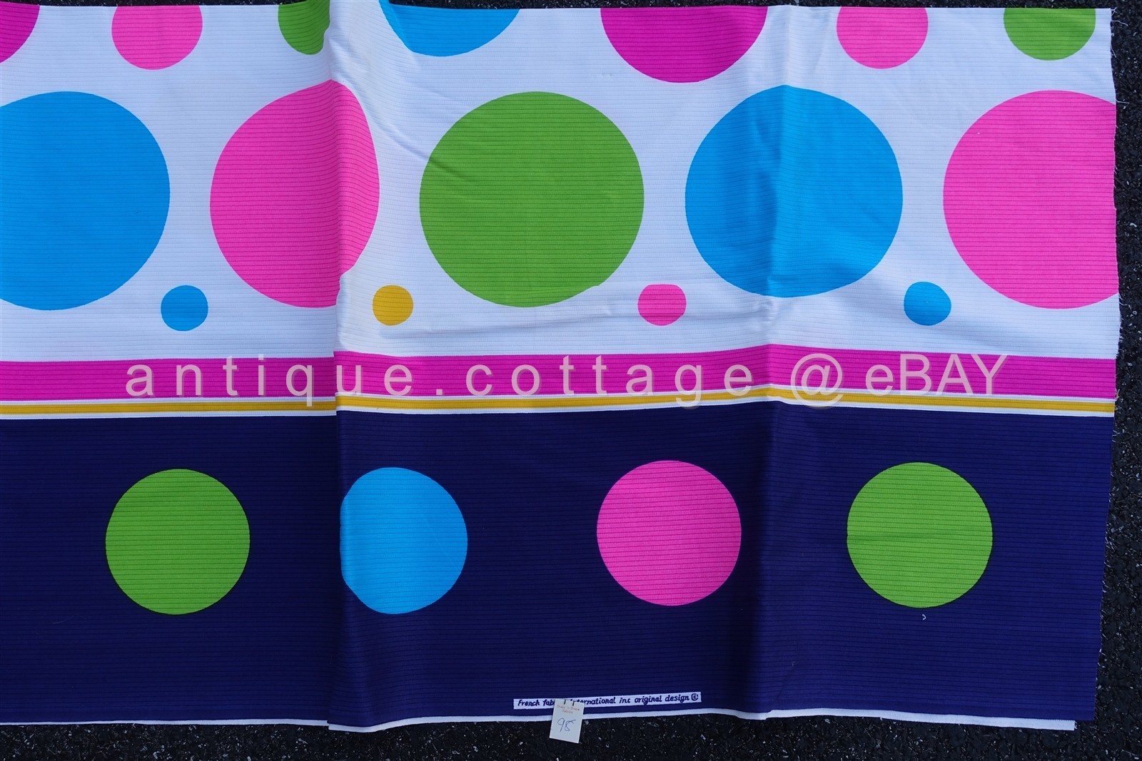 vintage 2yd FRENCH FABRICS INT DOTS pink blue mod squad rockabilly quilt dress
