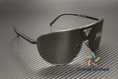 Pre-owned Prada Pr 69zs 1ab5s0 Black Dark Grey 37 Mm Men's Sunglasses In Gray