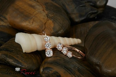 Pre-owned Pucci 2.6ct 3 Stone Round Cut Solitaire Earrings 14k Rose Gold Past Present Future In D