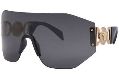Pre-owned Versace Ve2258 100287 Sunglasses Dark Grey/dark Grey Shield 45mm In Gray