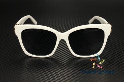 Pre-owned Balenciaga Bb0102sa 004 Cat Eye Acetate White Gold Blue 57 Mm Women's Sunglasses