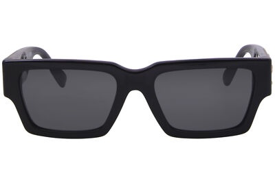 Pre-owned Versace Ve4459 Gb1/87 Sunglasses Black/dark Grey Lenses Rectangle Shape 54mm In Gray