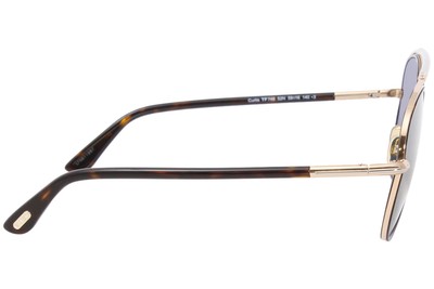 Pre-owned Tom Ford Curtis Tf748 52n Sunglasses Men's Shiny Rose Gold-palladium/green Lens