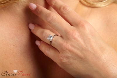 Pre-owned Pucci 1ct Princess Cut Synthetic Moissanite Wedding Bridal Promise Ring 14k White Gold In White/colorless