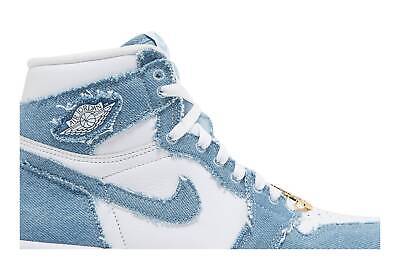 Pre-owned Jordan Air  Air  1 Retro High Og 'denim' Dm9036-104 Women's Shoes In White/worn Blue/metallic Gold