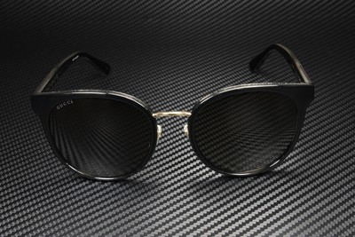 Pre-owned Gucci Gg0850sk 002 Round Oval Panthos Black Shiny Grey 56 Mm Women's Sunglasses In Solid Grey