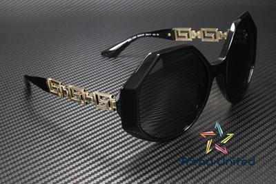Pre-owned Versace Ve4395 534587 Square Black Dark Grey 59 Mm Women's Sunglasses In Gray