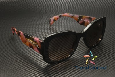 Pre-owned Prada Pr A08s 12o50c Mahogany Brown Gradient Grey 56 Mm Women's Sunglasses