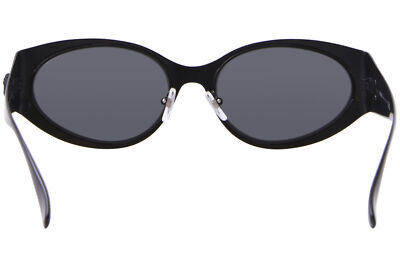 Pre-owned Versace Ve2263 126187 Sunglasses Women's Matte Black/grey Lenses Oval Shape 56mm In Gray