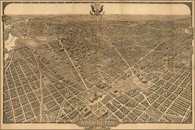 Poster, Many Sizes; Birdseye View Map Of Washington D.C. 1921