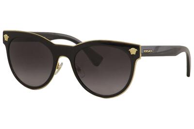 Pre-owned Versace Medusa-charm Ve2198 Ve/2198 1002/t3 Black Polarized Sunglasses 54mm In Gray