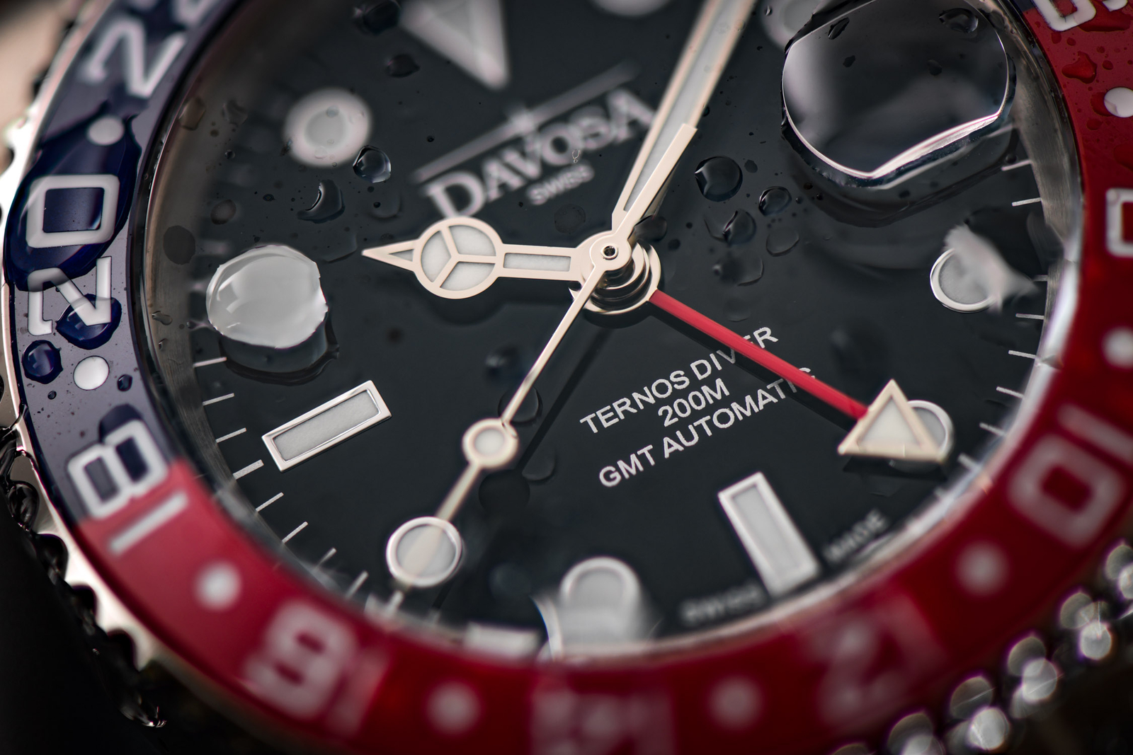 Pre-owned Davosa Ternos Ceramic Automatic Diving Watch Black Red Gmt Bezel 40mm - 16159090