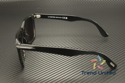 Pre-owned Tom Ford Ft1099 N 01d Plastic Shiny Black Smoke Polarized 52 Mm Men's Sunglasses In Gray