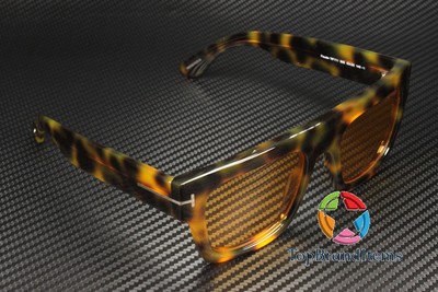 Pre-owned Tom Ford Fausto Ft0711 56e Havana Brown Plastic 53 Mm Men's Sunglasses In Yellow