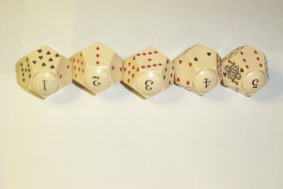 5 Antique 12 Sided Dice Poker Card Playing Gambling Casino Stitched Leather Cup
