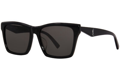 Pre-owned Saint Laurent Sl-m104/f 002 Sunglasses Women's Black/grey Square Shape 58mm In Gray