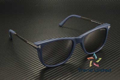 Pre-owned Tom Ford Ft1104 91c Acetate Matte Blue Smoke Mirror 53 Mm Men's Sunglasses