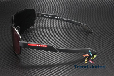 Pre-owned Prada Linea Ps 54ys 1bo10a Matte Black Grey Mirror Blue Red 74mm Mens Sunglasses In Gray