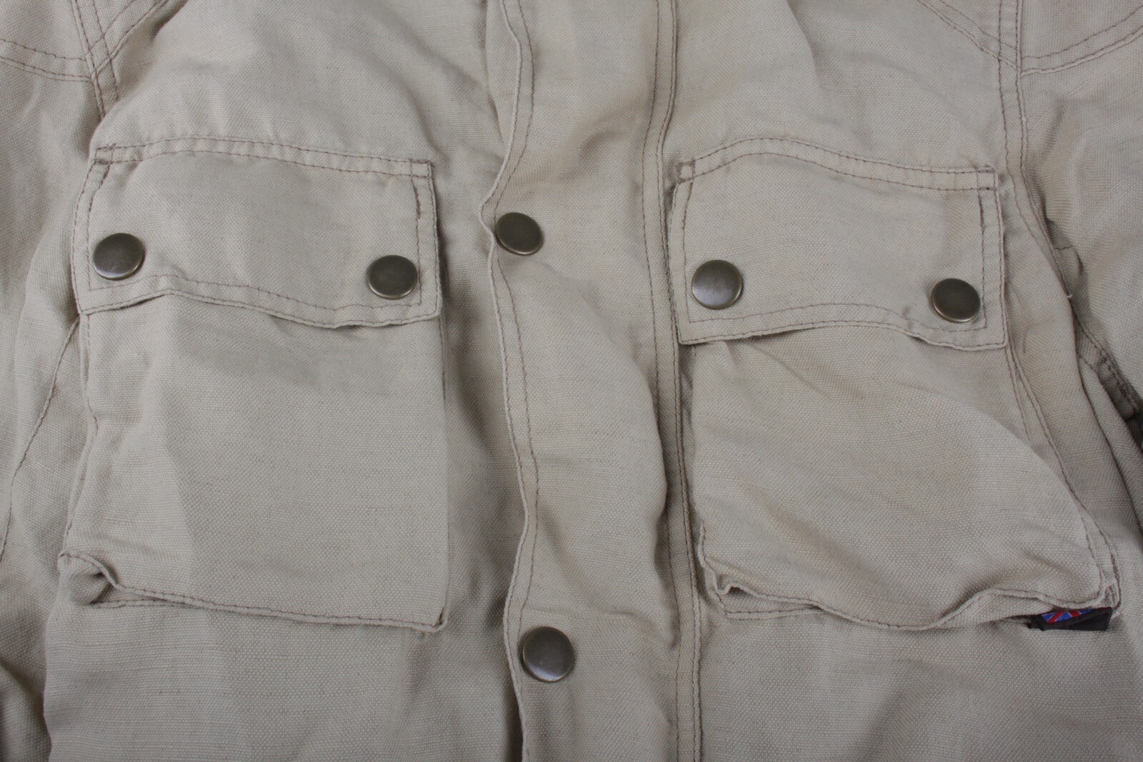 BELSTAFF BELSTAFF DAMEN JACKE LANGARM GR. IT 42 BEIGE 57% LEINEN VINTAGE NEU