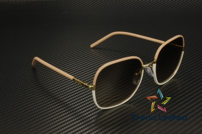 Pre-owned Prada Pr 67xs 09g3d0 Beige White Lt Brown Grad Lt Grey 58 Mm Women's Sunglasses