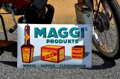 Plaque émaillée MAGGI potages bouillon alimentaire