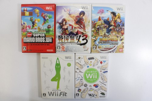 Lot 5 Nintendo Wii Games JAPAN REGION One Piece New Super Mario